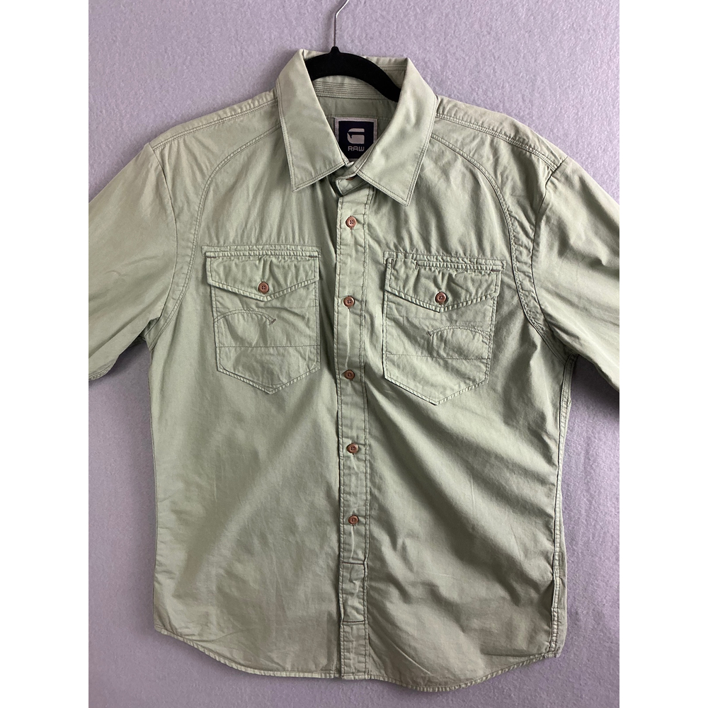 G-Star‎ RAW Button Up Men's Large Long Sleeve Green Utility